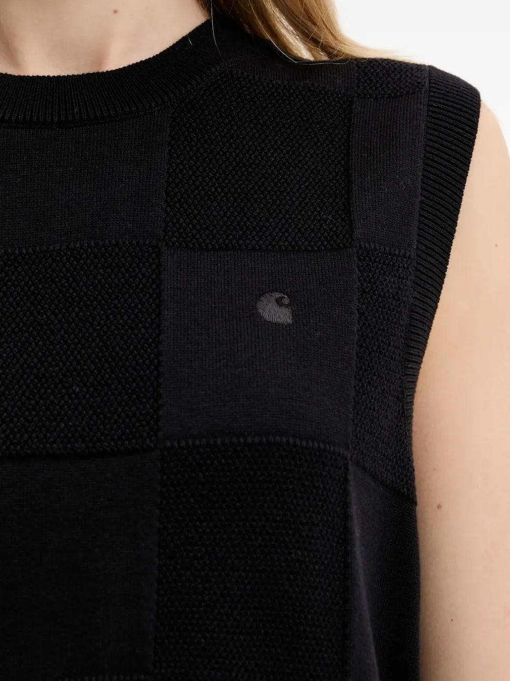 Carhartt Square-pattern Sleeveless Vest In Black