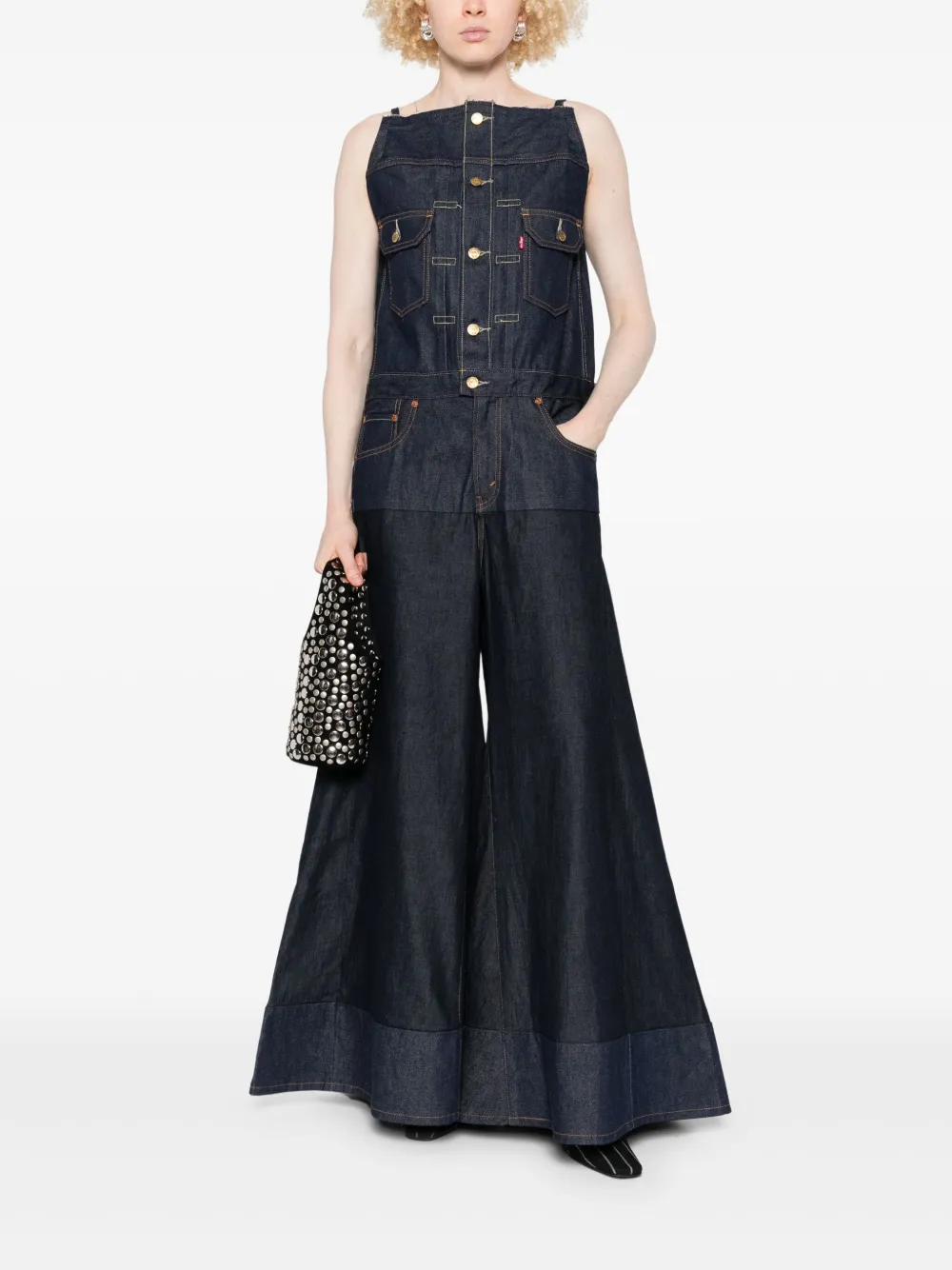 sacai Jumpsuit met wijde pijpen Blauw