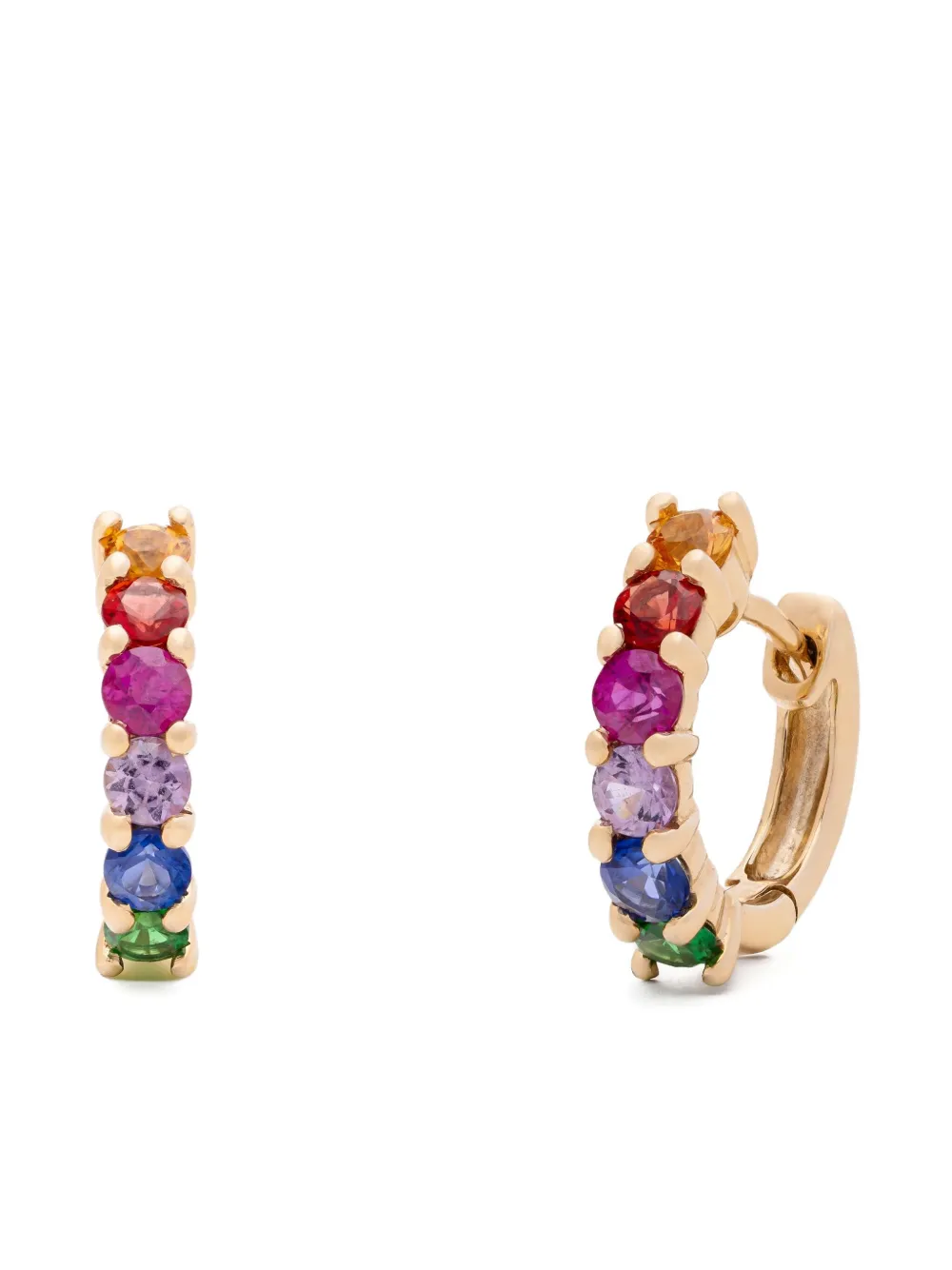 Eden Presley 14kt yellow gold Rainbow sapphire huggie hoops | Demi-Fine Jewellery | Image 2