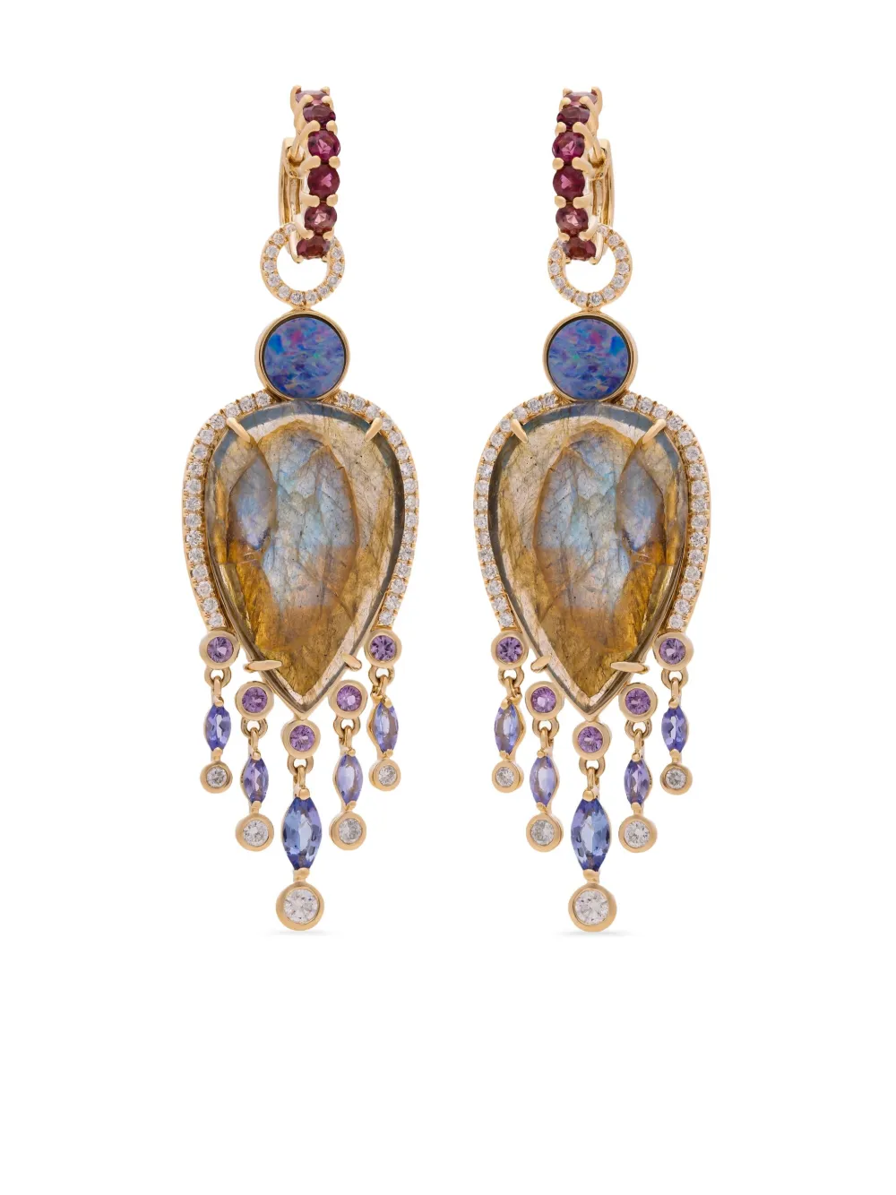 Eden Presley 14kt yellow gold Rainbow sapphire huggie hoops - ゴールドトーン Eden Presley 14kt yellow gold Rainbow sapphire huggie hoops - ゴールドトーン