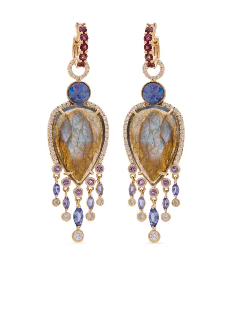 Eden Presley 14kt yellow gold Rainbow sapphire huggie hoops