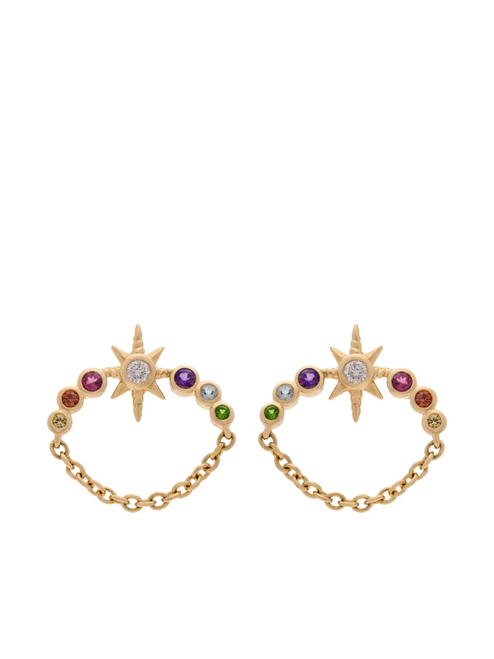 Eden Presley 14K yellow gold Orbit Rainbow diamond stud earrings - Eden Presley 14K yellow gold Orbit Rainbow diamond stud earrings -