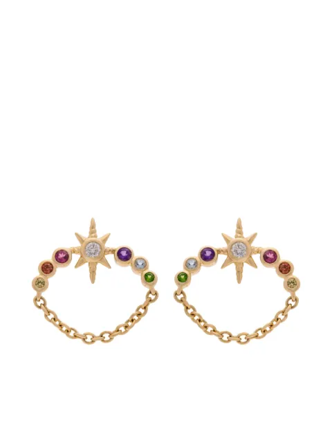 Eden Presley 14K yellow gold Orbit Rainbow diamond stud earrings