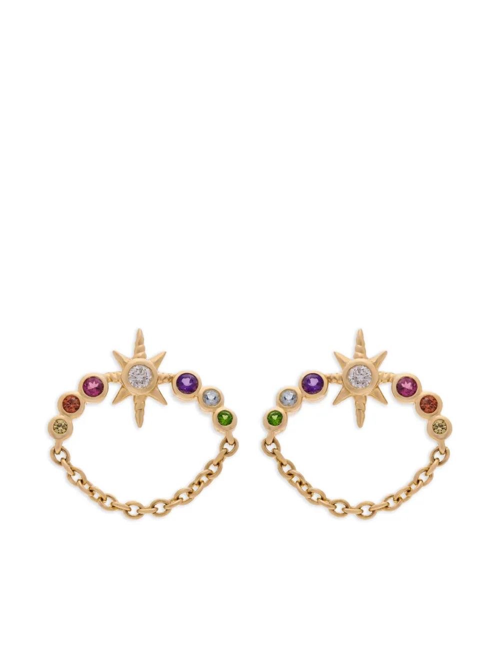 14K yellow gold Orbit Rainbow diamond stud earrings