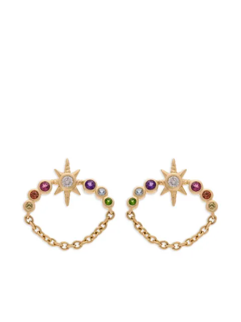 Eden Presley 14K yellow gold Orbit Rainbow diamond stud earrings