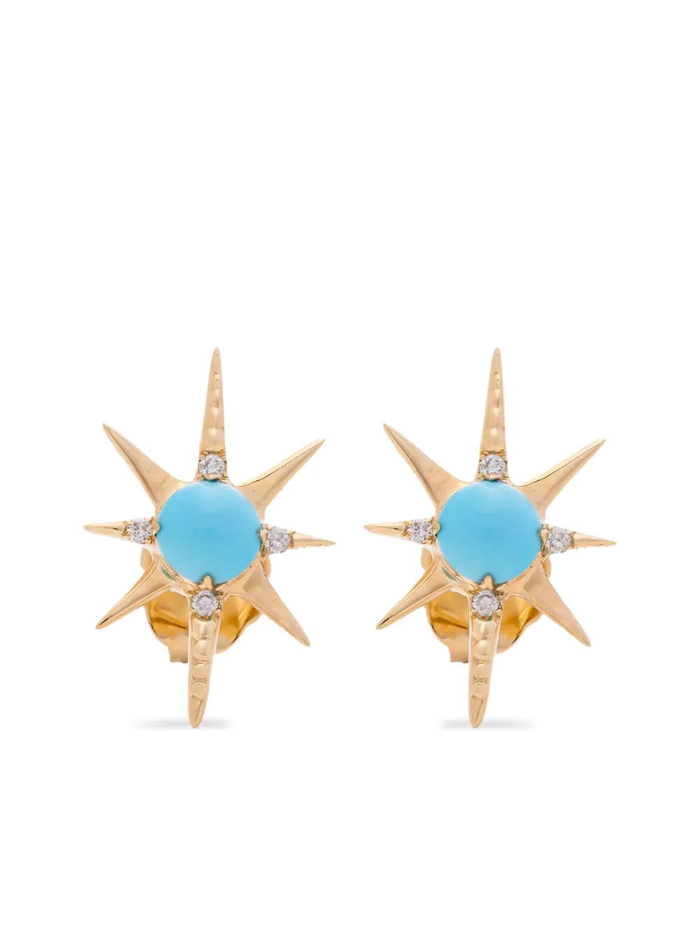 14K yellow gold Stardust turquoise and diamond earrings