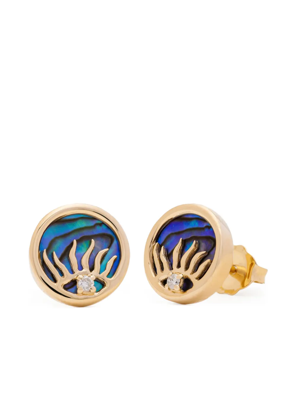 Eden Presley 14K yellow gold abalone diamond earrings - ゴールドトーン Eden Presley 14K yellow gold abalone diamond earrings - ゴールドトーン