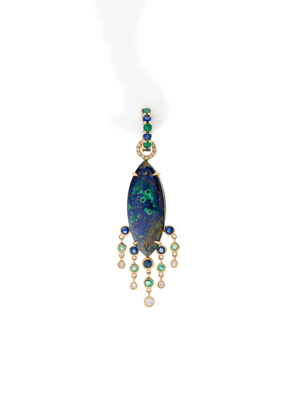 Eden Presley 14K yellow gold Malachite Azurite drop earrings | Fine Jewelry | Image 2