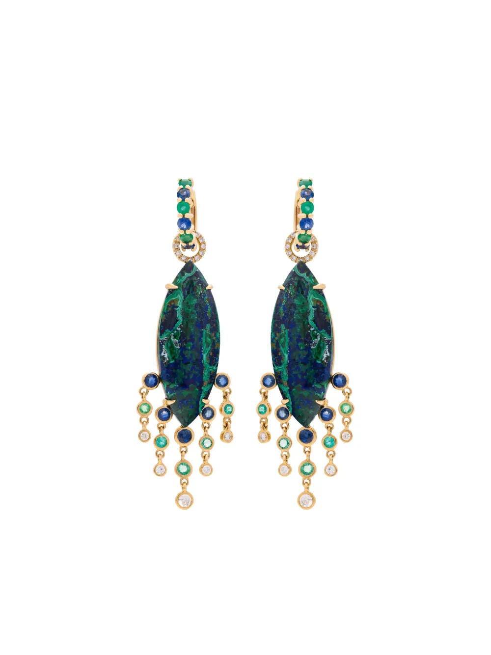 Eden Presley 14K yellow gold Malachite Azurite drop earrings - ゴールドトーン Eden Presley 14K yellow gold Malachite Azurite drop earrings - ゴールドトーン