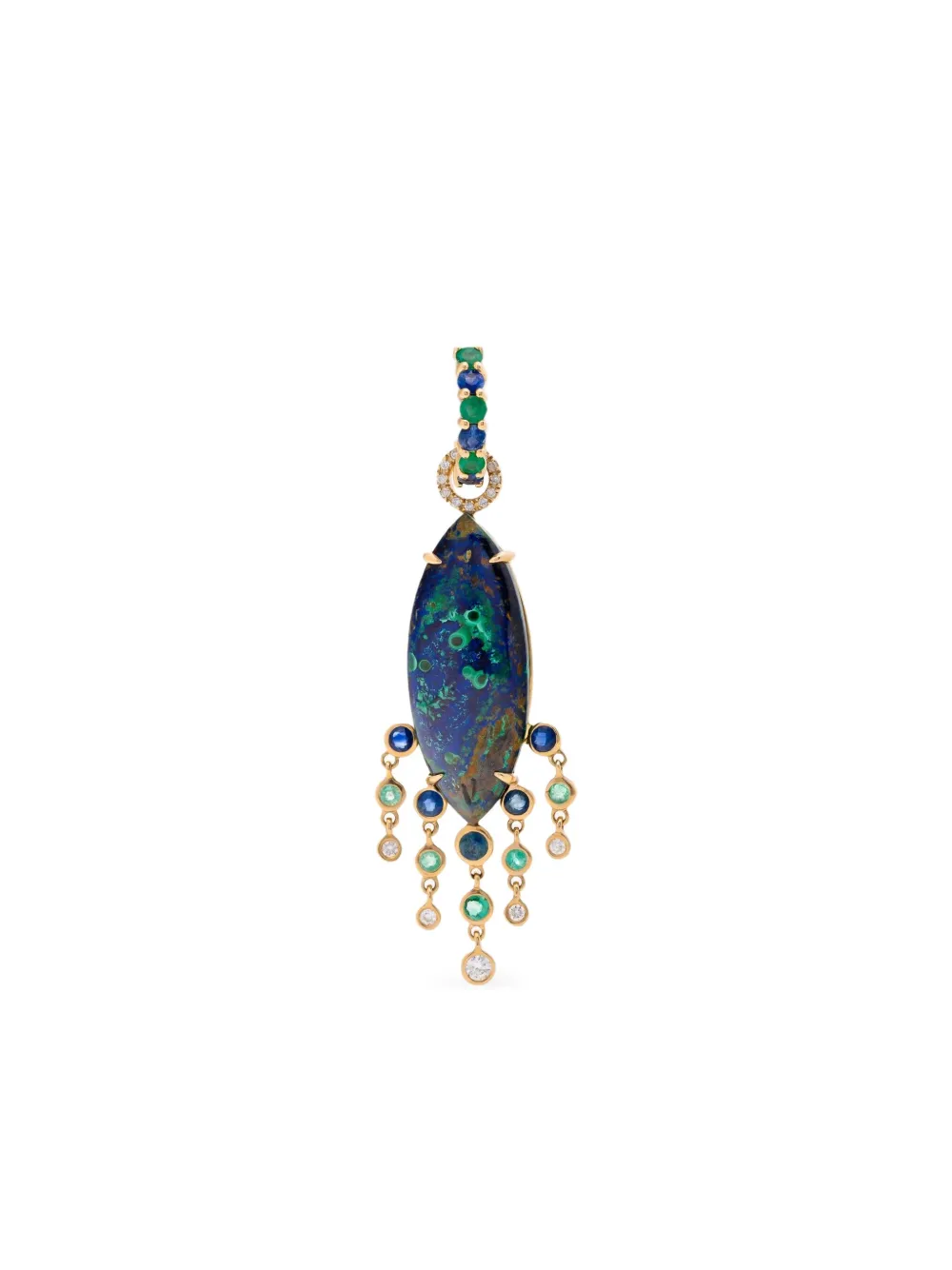 Eden Presley 14K yellow gold Malachite Azurite drop earrings | Fine Jewelry | Image 2