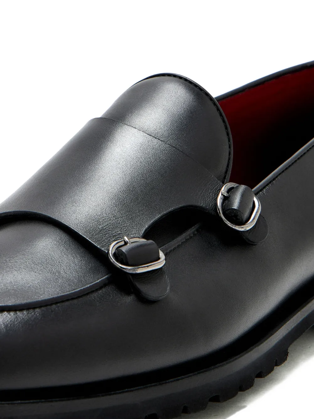Barrett double-buckle leather monk shoes Black