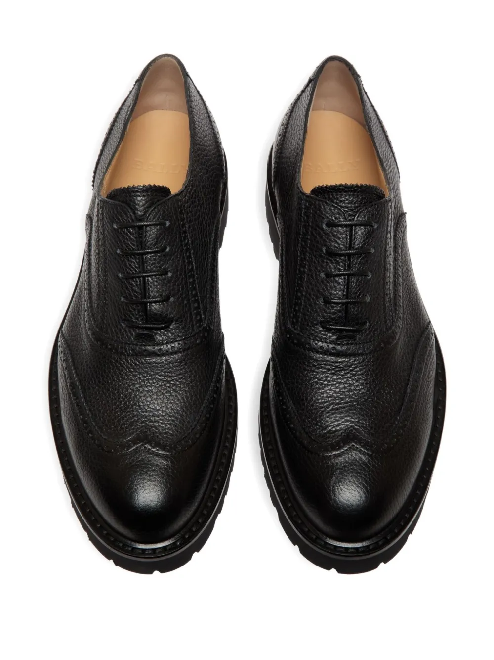 Bally grained-leather lace-up Oxford shoes Black