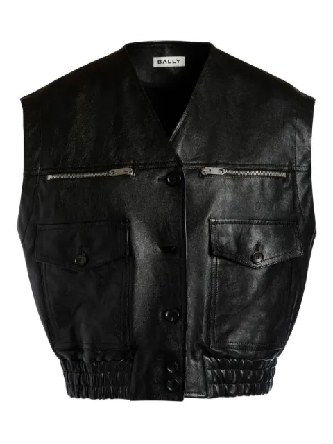Bally V-neck zip-detail leather vest