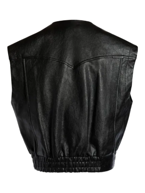 Bally V-neck zip-detail leather vest