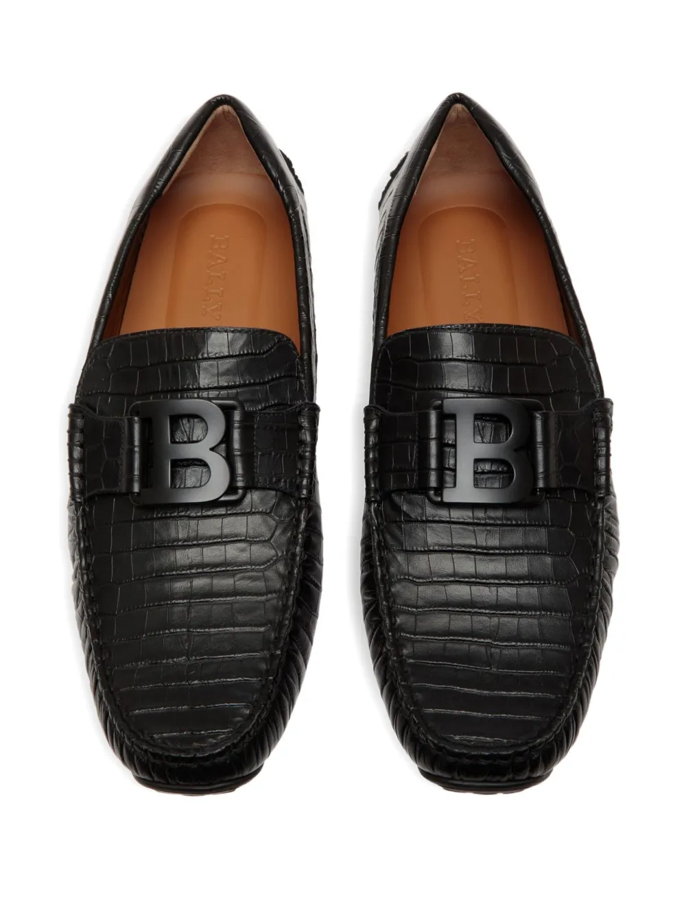 Bally Pilot Driver embossed-leather loafers Black