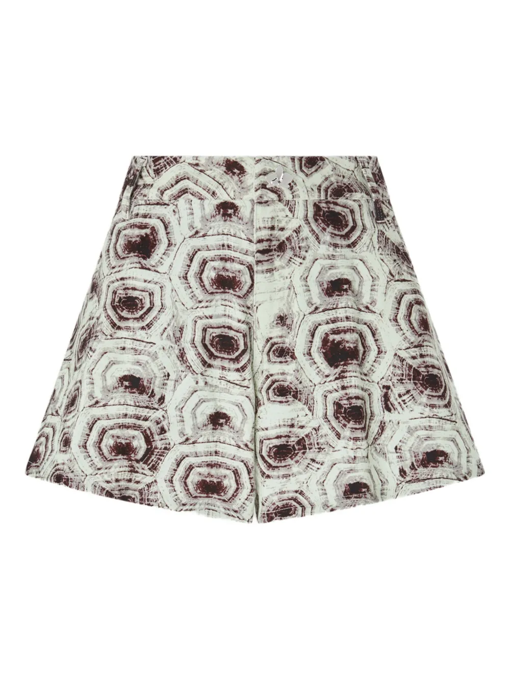 Genny turtle-print A-line shorts Groen