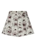 Genny turtle-print A-line shorts - Green