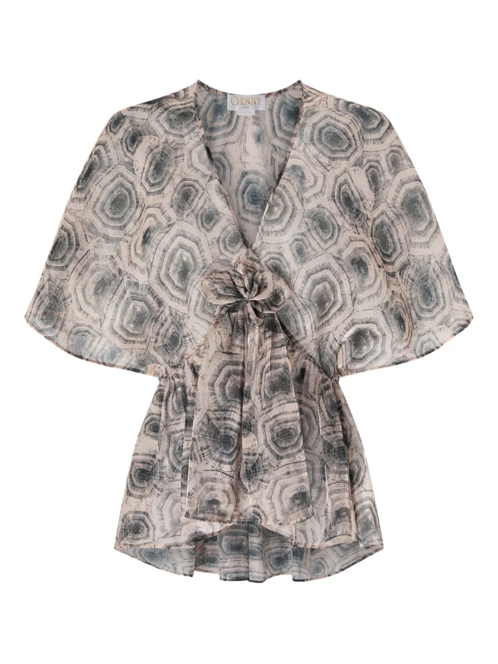Genny abstract-print tie-front top Bruin