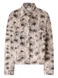 Genny geometric-print cotton jacket - Brown