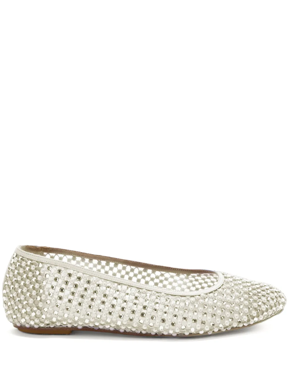 Genny crystal-embellished ballet flats White