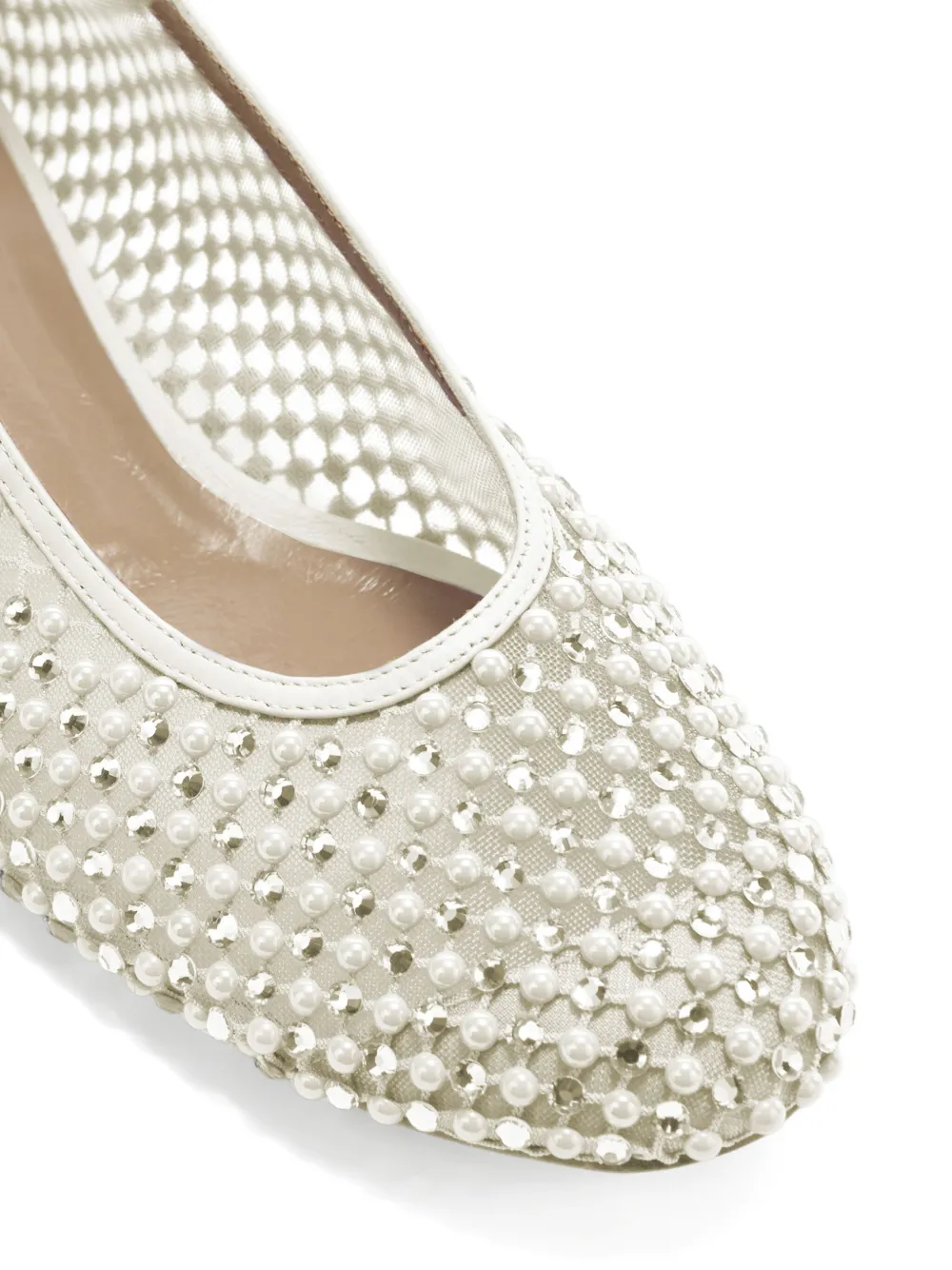 Genny crystal-embellished ballet flats White