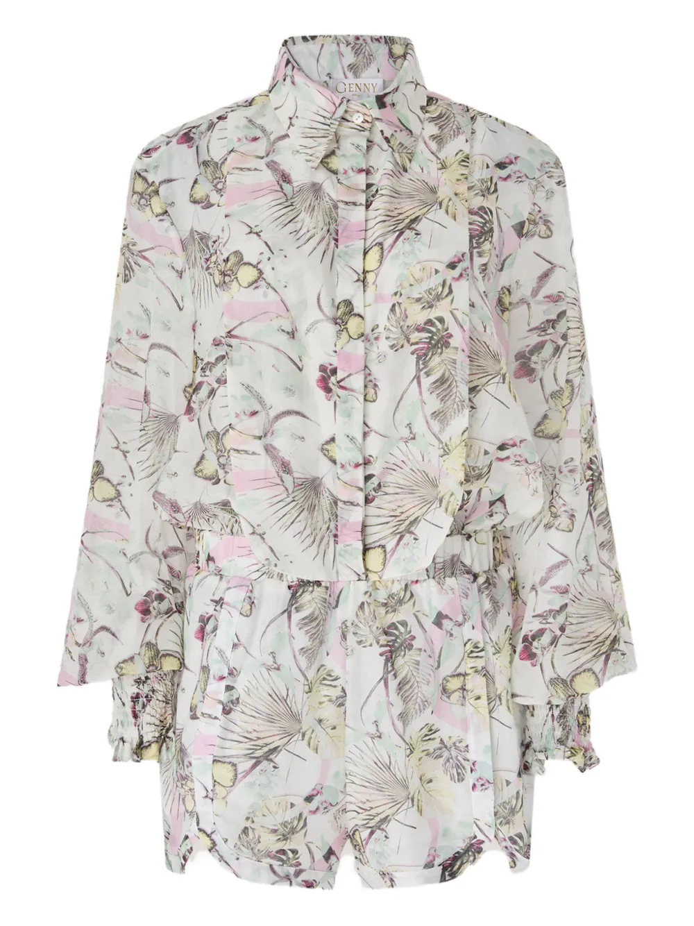 Genny floral ruffled jumpsuit Blauw