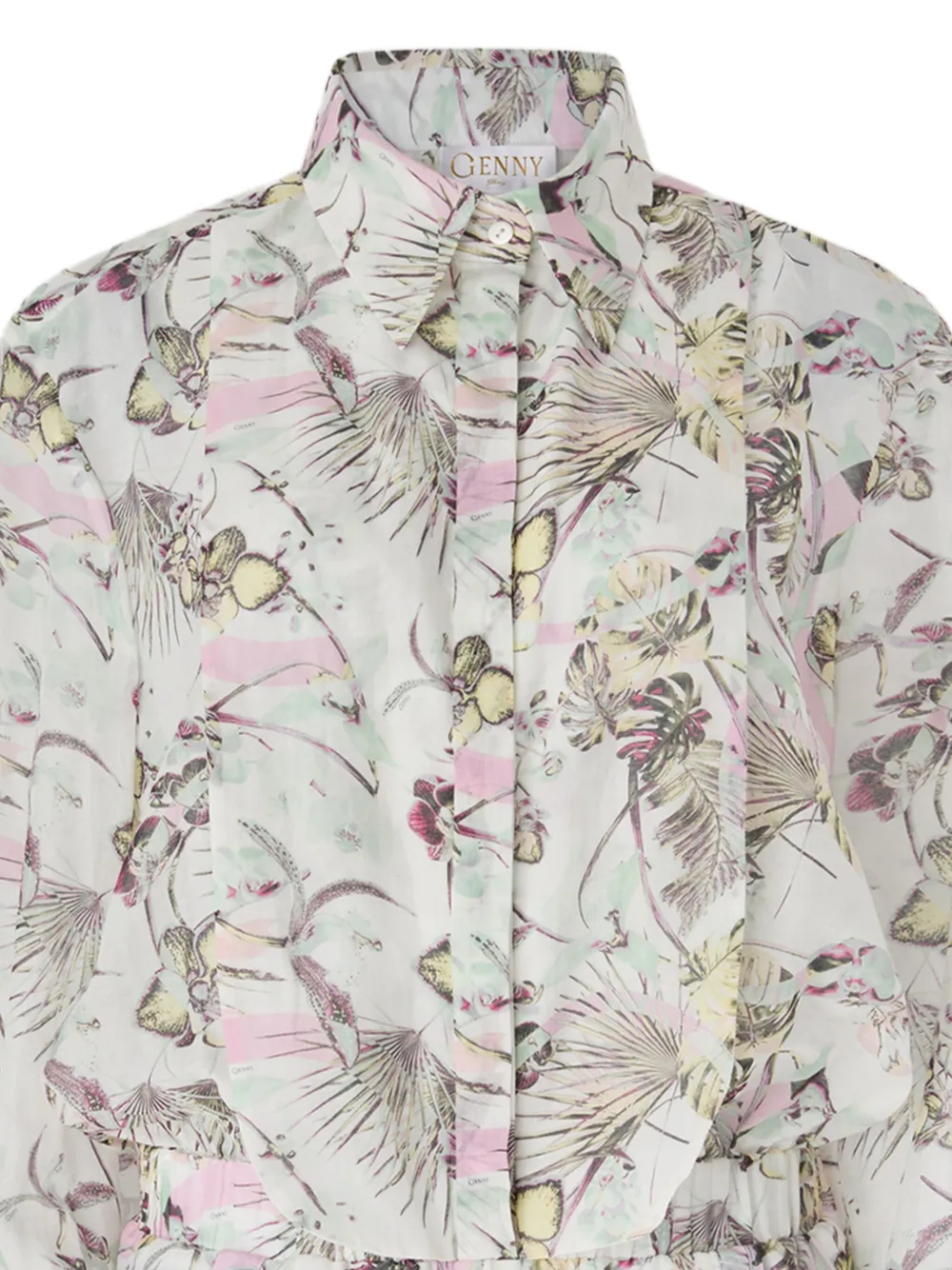 Genny Jumpsuit met bloemenprint en ruches Blauw