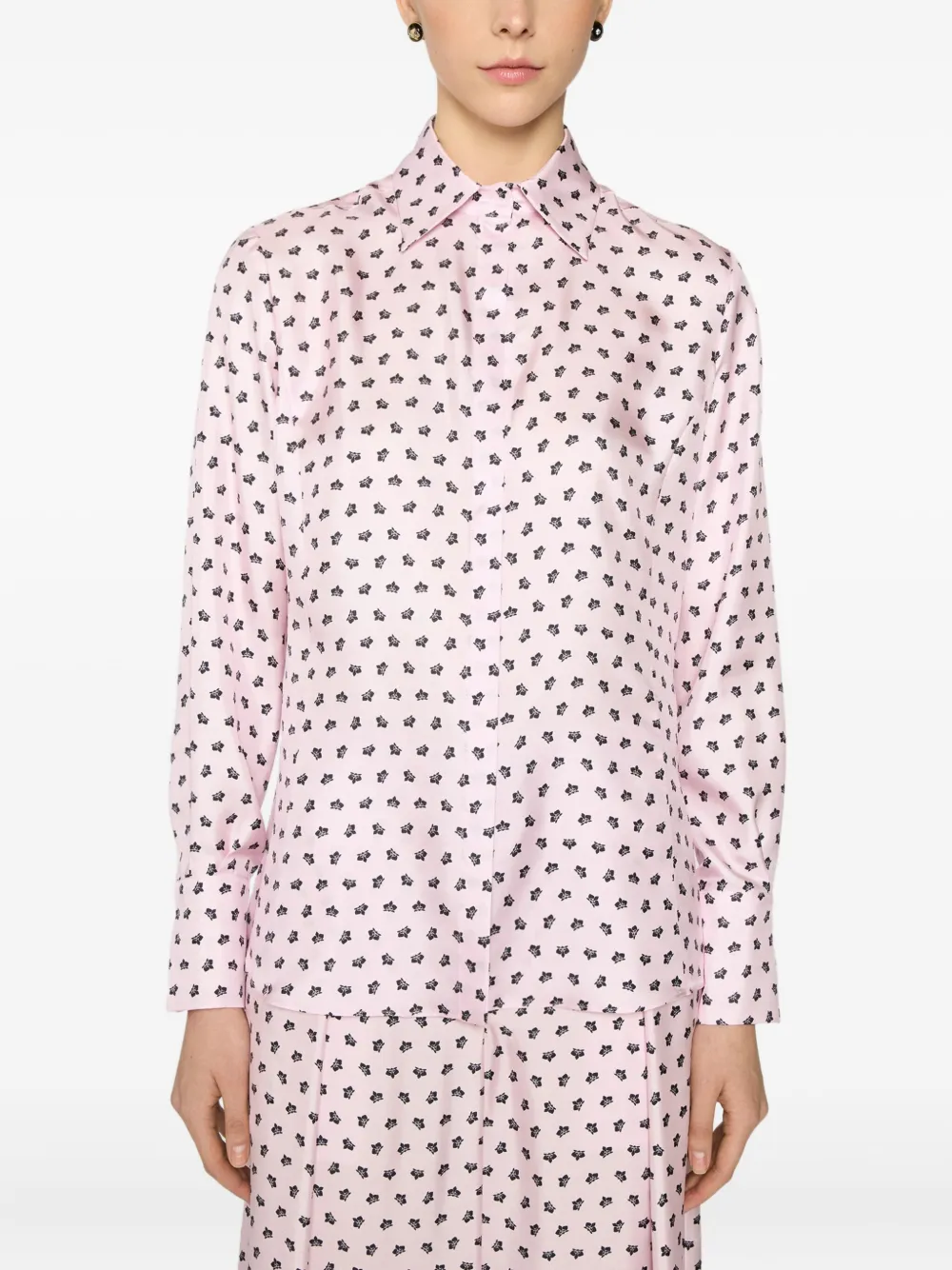 Genny Zijden blouse met bloemenprint Roze