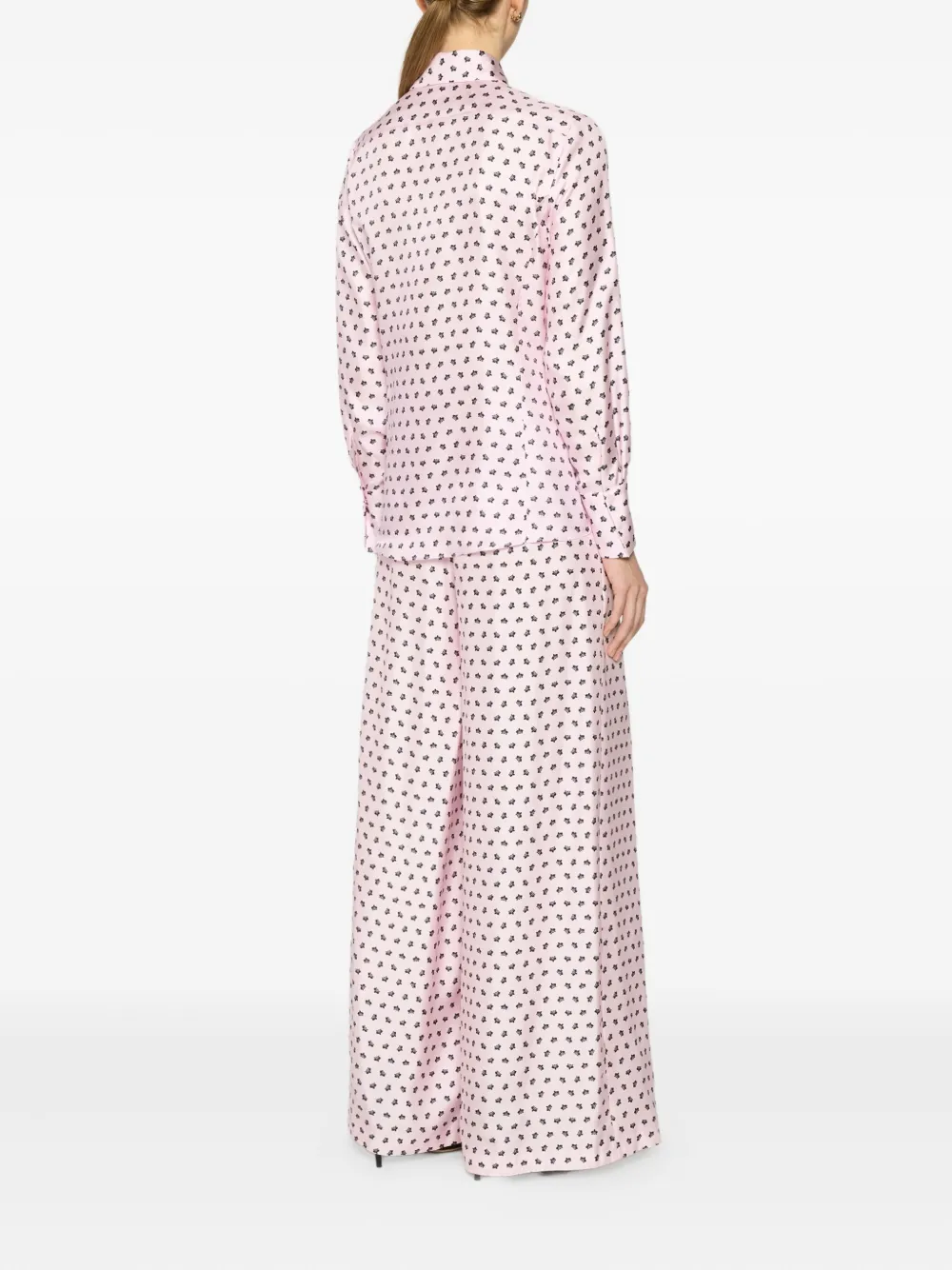 Genny Zijden blouse met bloemenprint Roze