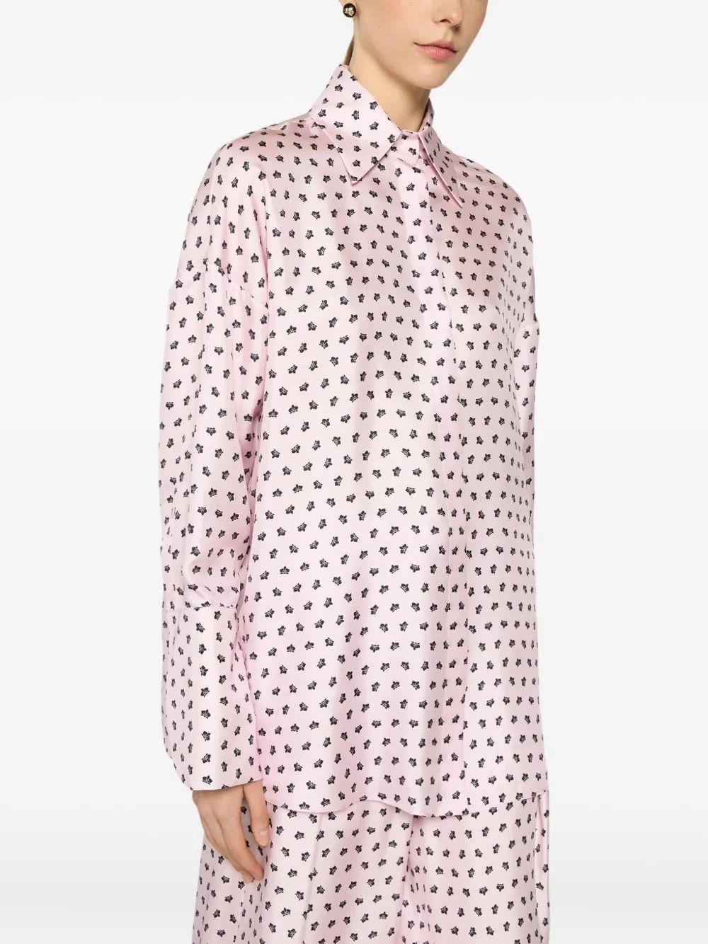 Genny Zijden blouse met bloemenprint Roze