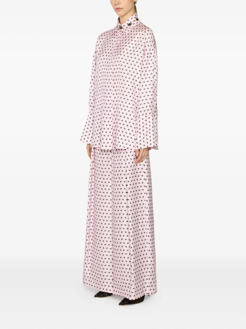 Genny Zijden blouse met bloemenprint Roze