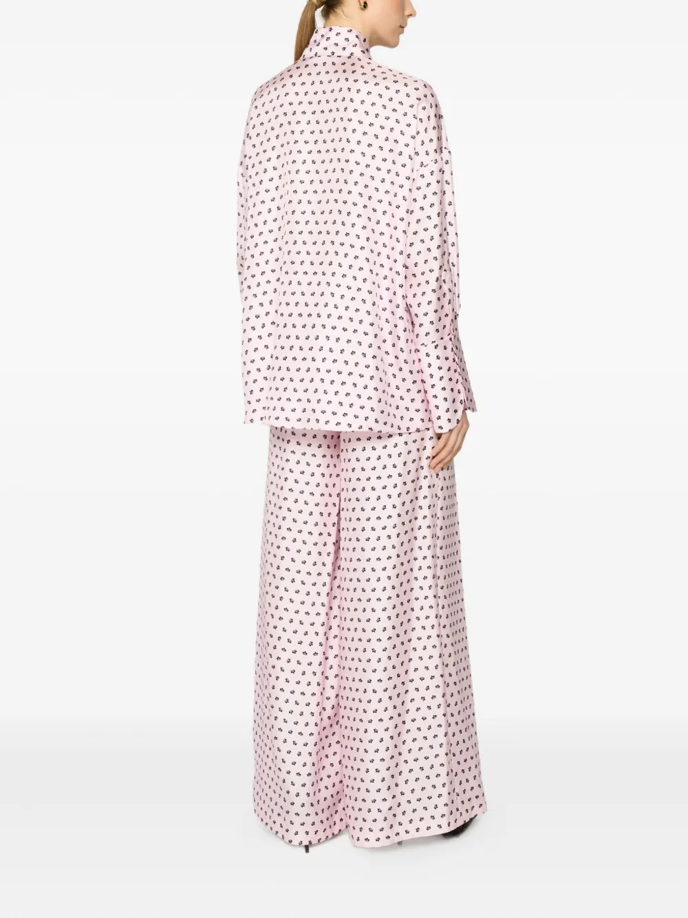 Genny Zijden blouse met bloemenprint Roze