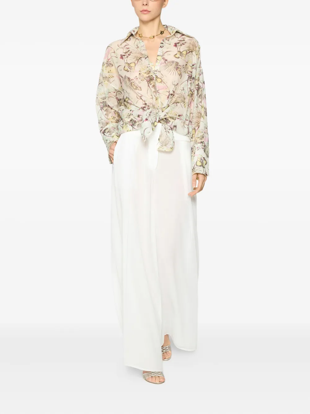 Genny Blouse met bloemenprint Beige