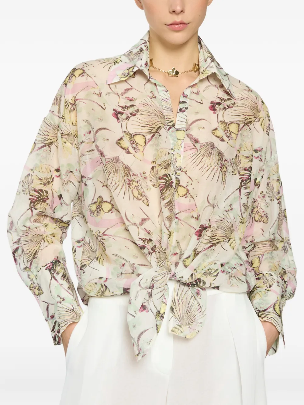 Genny Blouse met bloemenprint Beige
