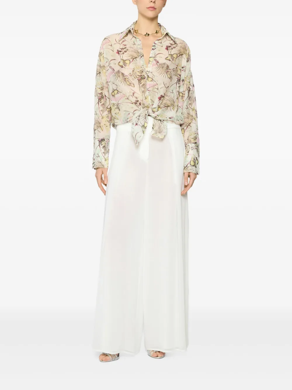 Genny Blouse met bloemenprint Beige