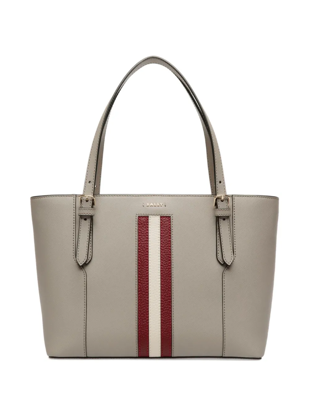 Bally embossed leather ribbon tote bag Grijs
