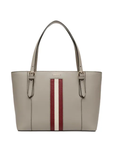 Bally embossed leather ribbon tote bag