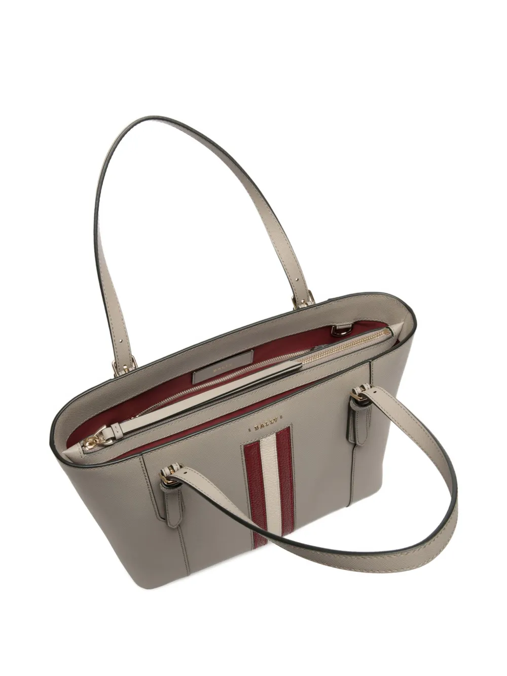 Bally embossed leather ribbon tote bag Grijs