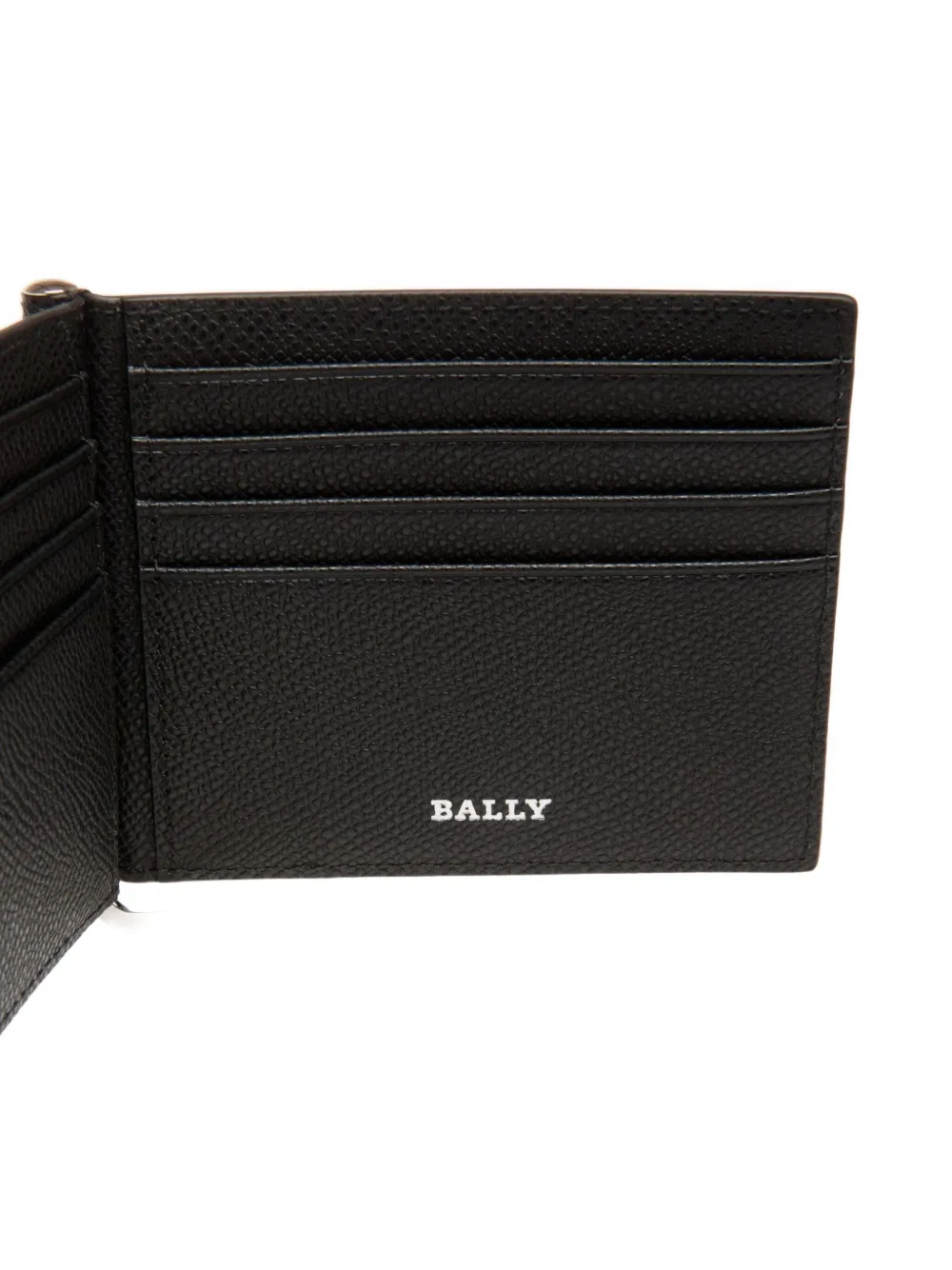 Bally Embossed Leather Money Clip Wallet In Black
