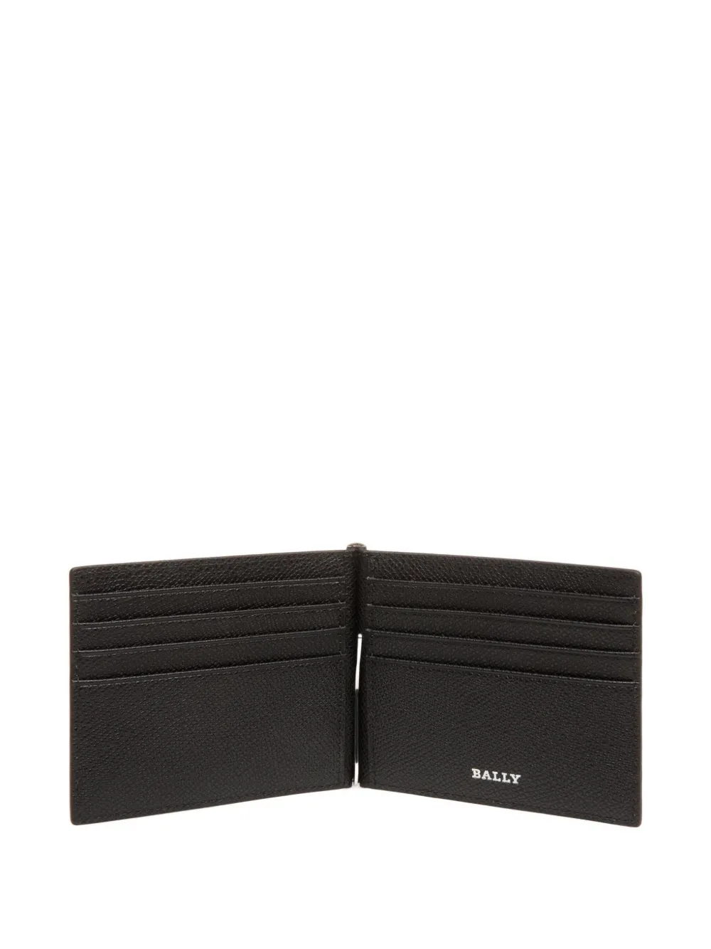 Bally Embossed Leather Money Clip Wallet In Black