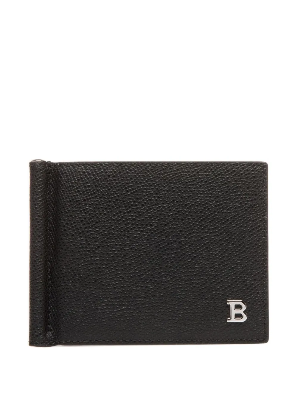 Bally Embossed Leather Money Clip Wallet In Black