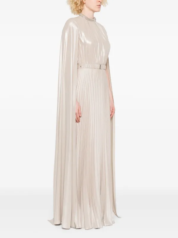 NISSA cape-design Maxi Dress | Neutrals