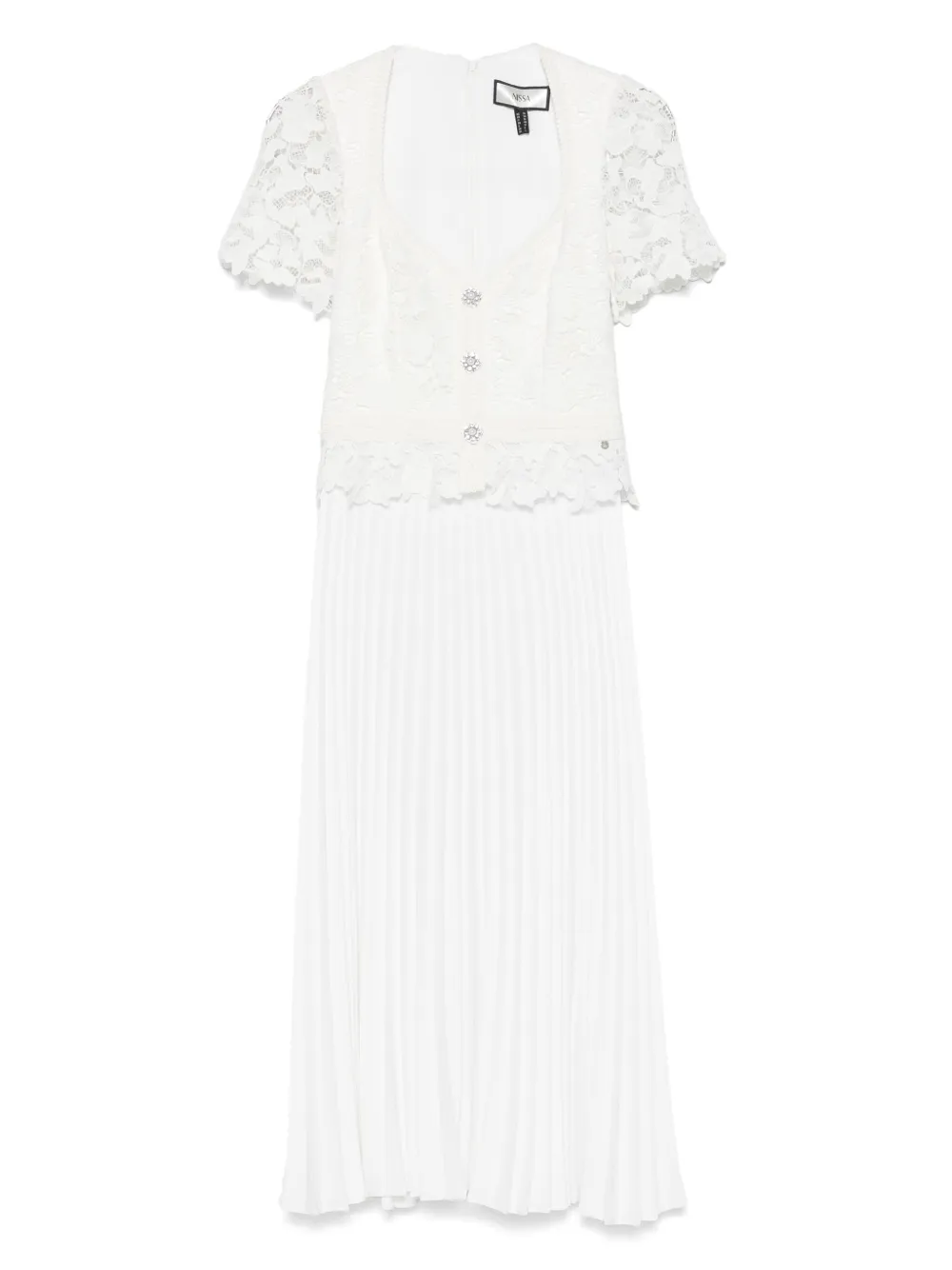 pleated lace midi dress