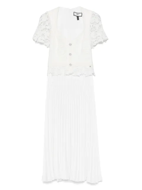 NISSA pleated lace midi dress