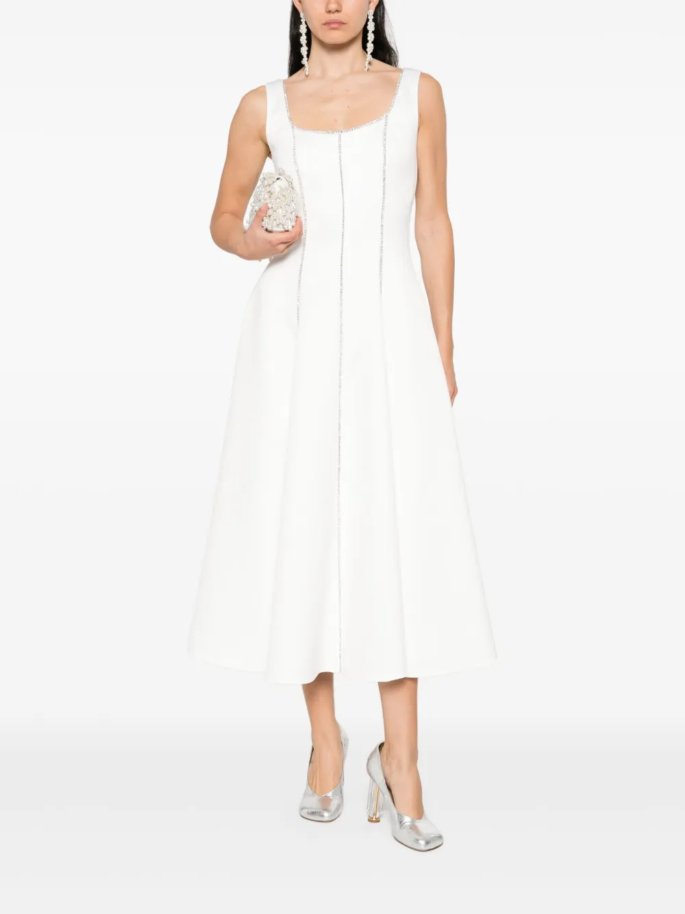 NISSA crystal-embellished midi dress - Wit