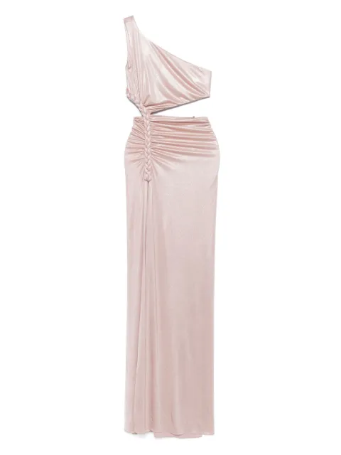 NISSA open-back ruched maxi dress