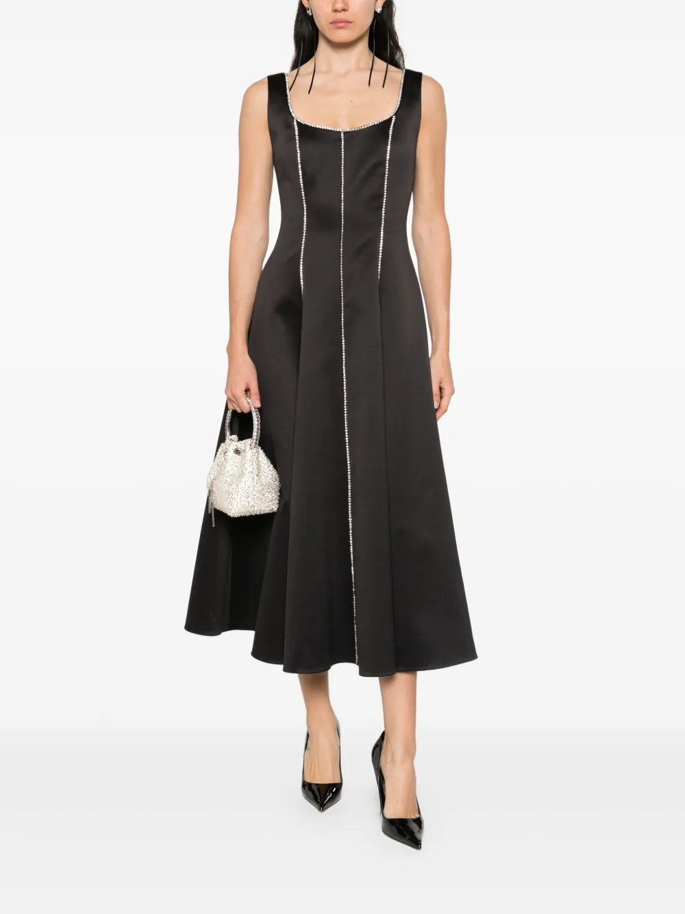 NISSA crystal-embellished midi dress - Zwart