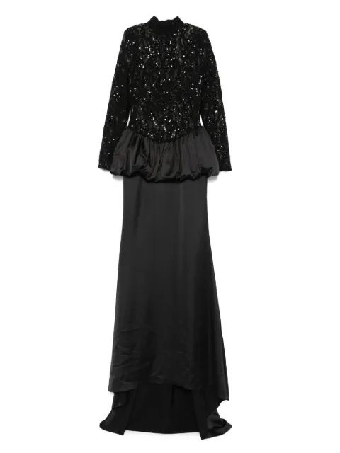 NISSA sequin-embellished lace gown