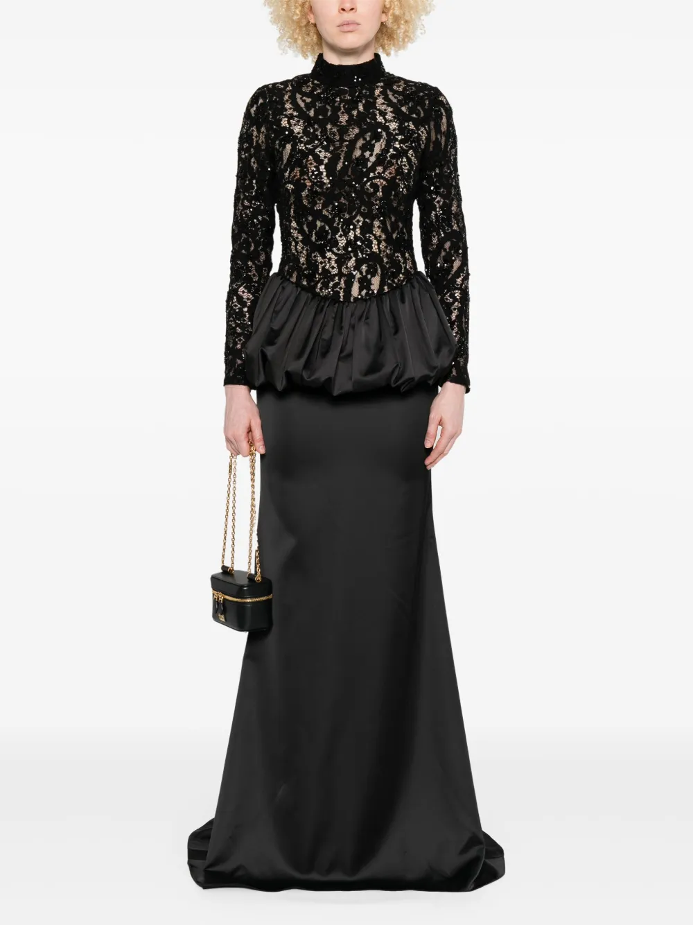 NISSA sequin-embellished lace gown - Zwart