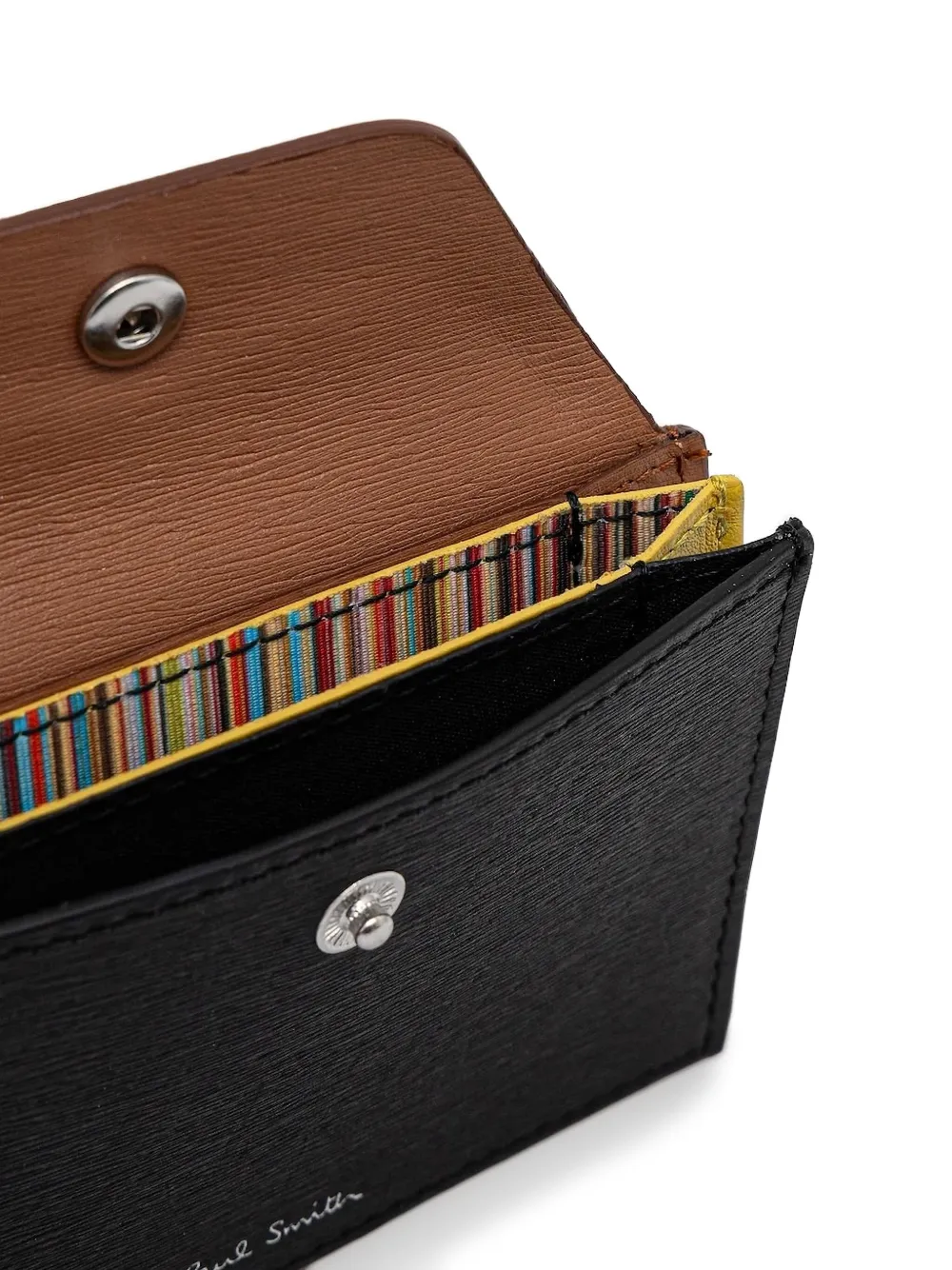 Paul Smith Multi-stripes Leather Cardholder In Black